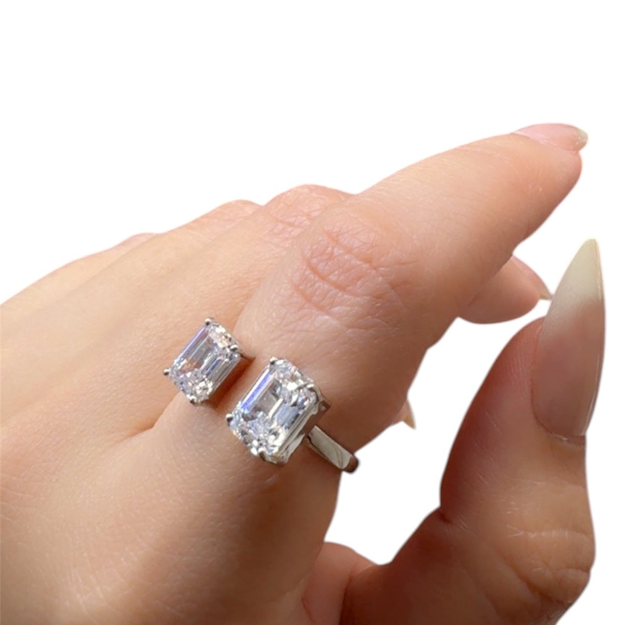 Duo Zircon Silver Ring