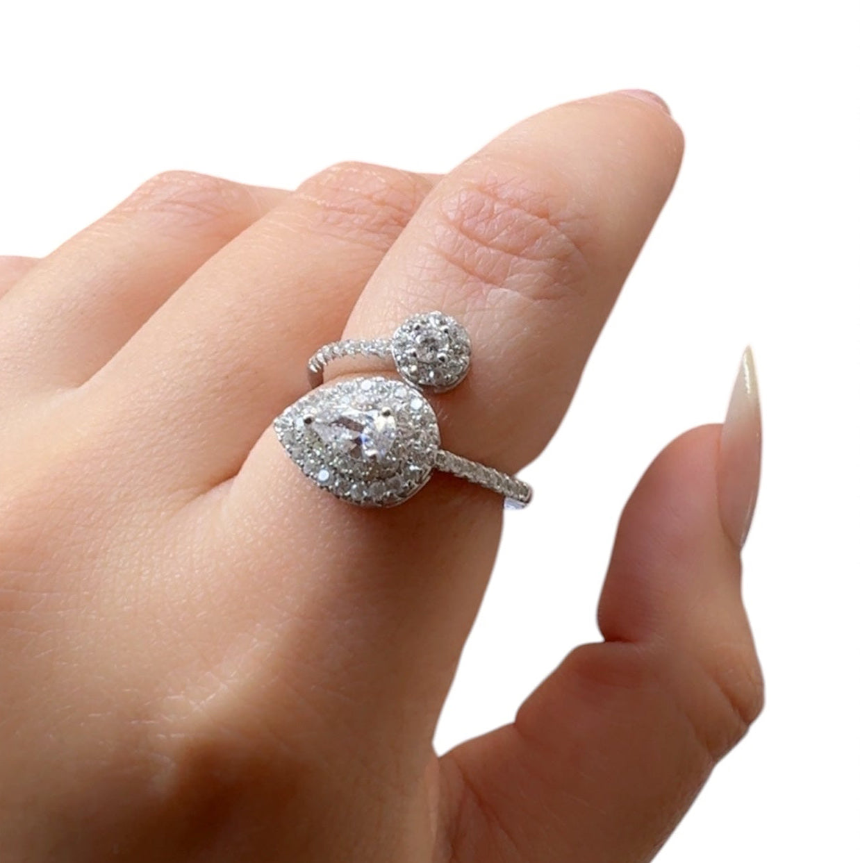 Duo Zircon Silver Ring