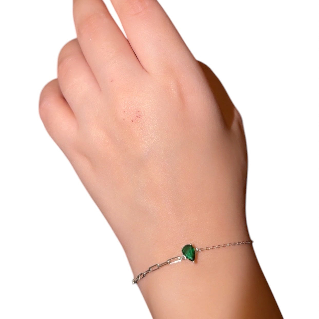 Emerald Simply Silver Bracelet