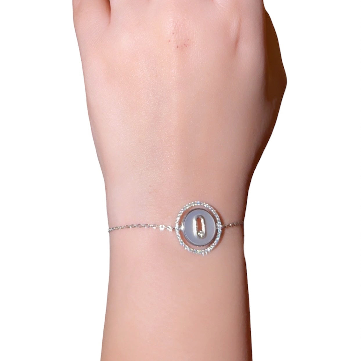 Mother Pearl Zircon Silver Bracelet