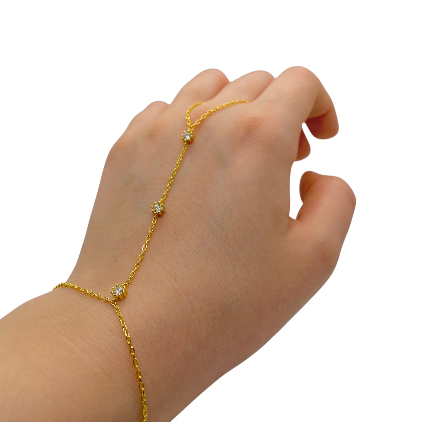 Circle Zircon Glow (Gold Plated Sterling Silver Hand Chain)