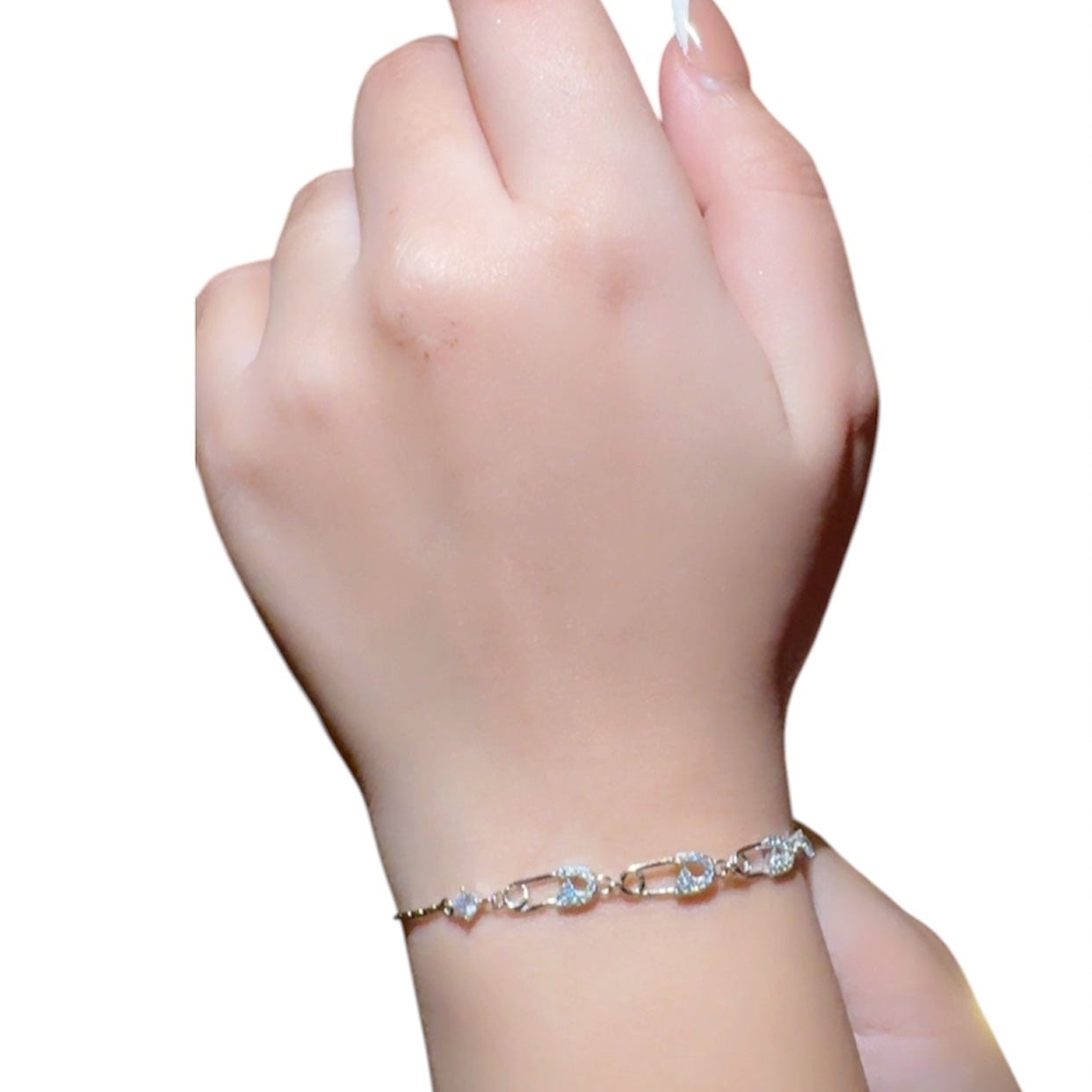 Linked Pin Zircon Bracelet