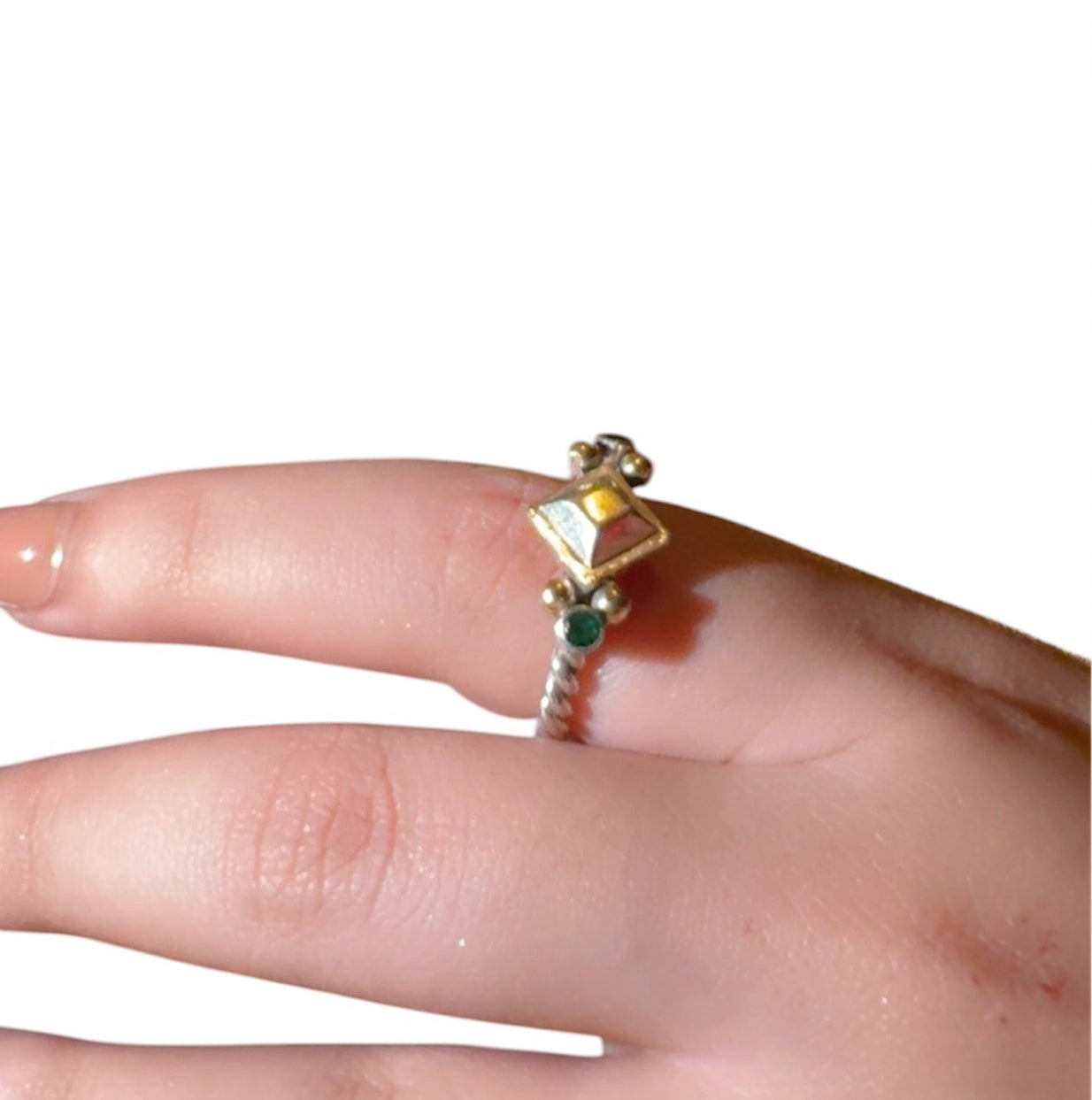 Emerald Stone Silver Ring