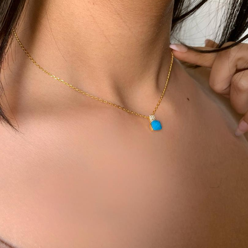 Turquoise Necklace(Gold Plated Sterling Silver Necklace)