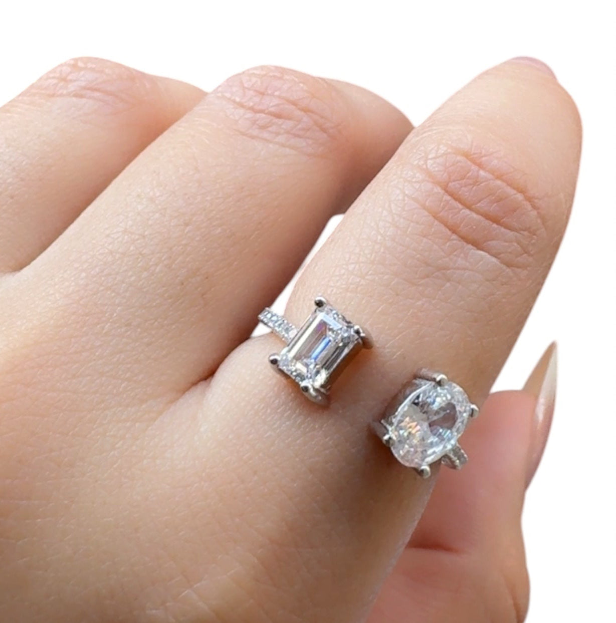 Duo Zircon Silver Ring