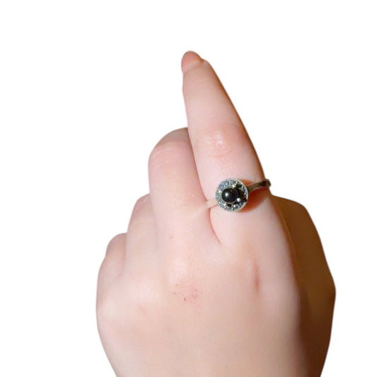Onyx Marcasite Silver Ring