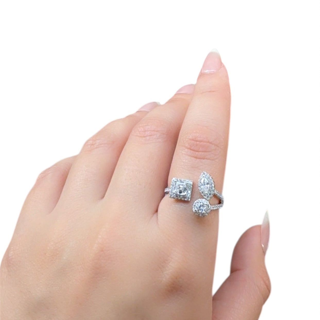 Triple Zircon Silver Ring