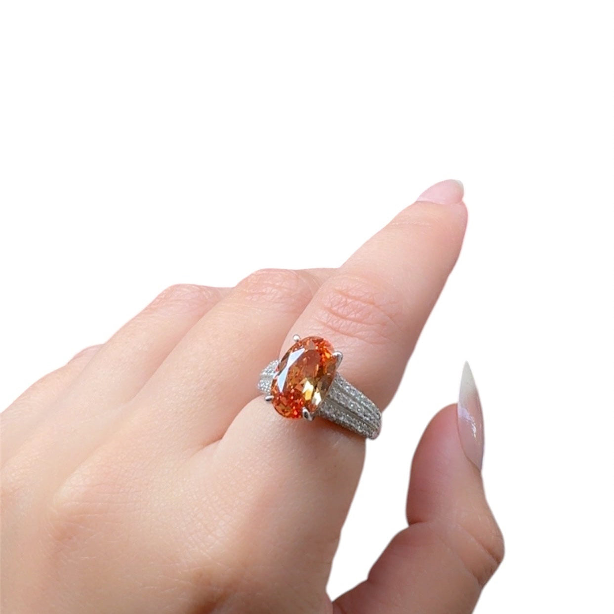 Boldly Citrine Zircon Silver Ring