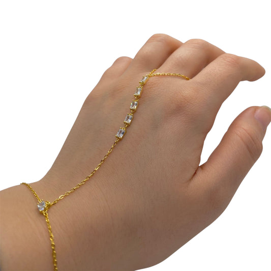 Radiant Line Zircon (Gold Plated Sterling Silver Hand Chain)
