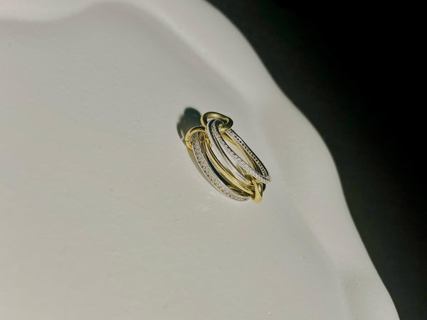 silver and gold plated aurora ring