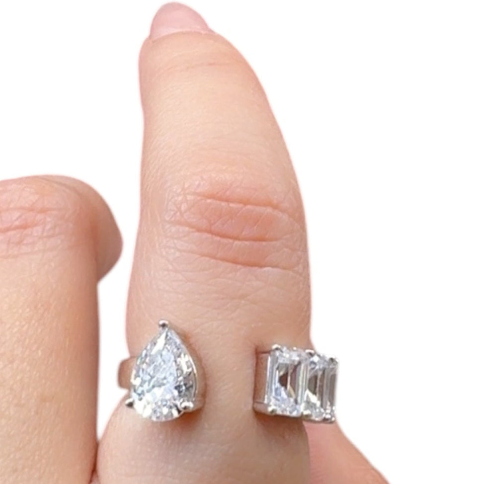 Duo Zircon Silver Ring