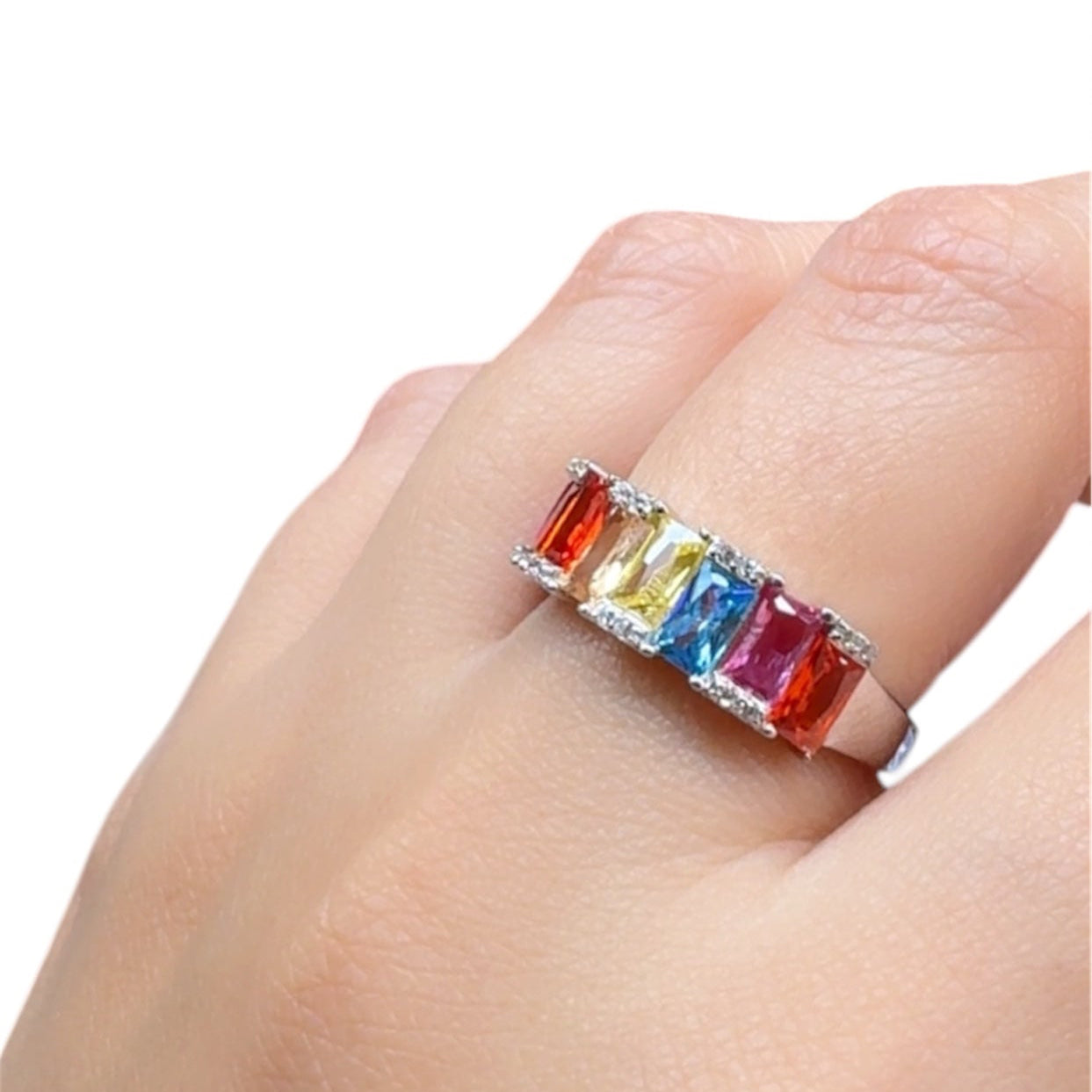 Colorful Stones Zircon Ring