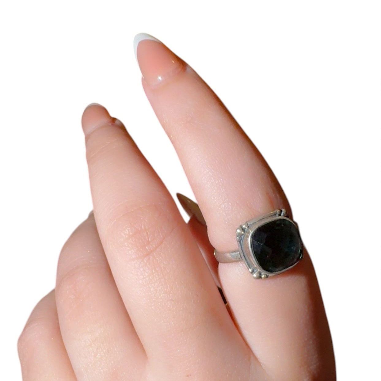 Emerald Stone Silver Ring