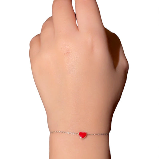 Red Heart Silver Bracelet