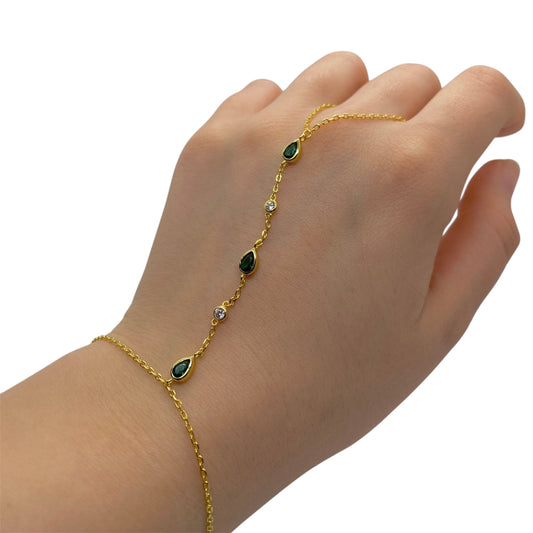 Royal Emerald (Gold Plated Sterling Silver Hand Chain)