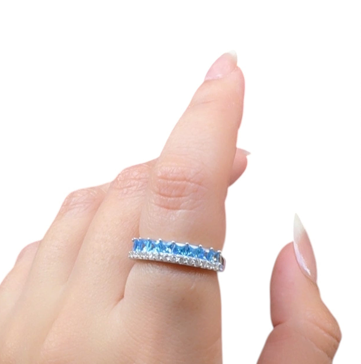 Aquamarine Zircon Silver Ring