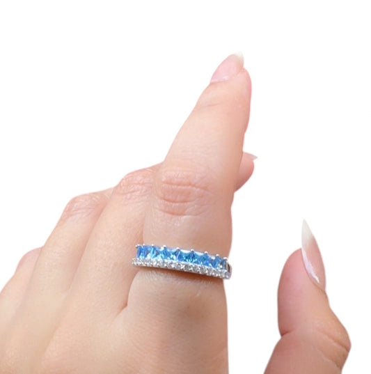 Aquamarine Zircon Silver Ring