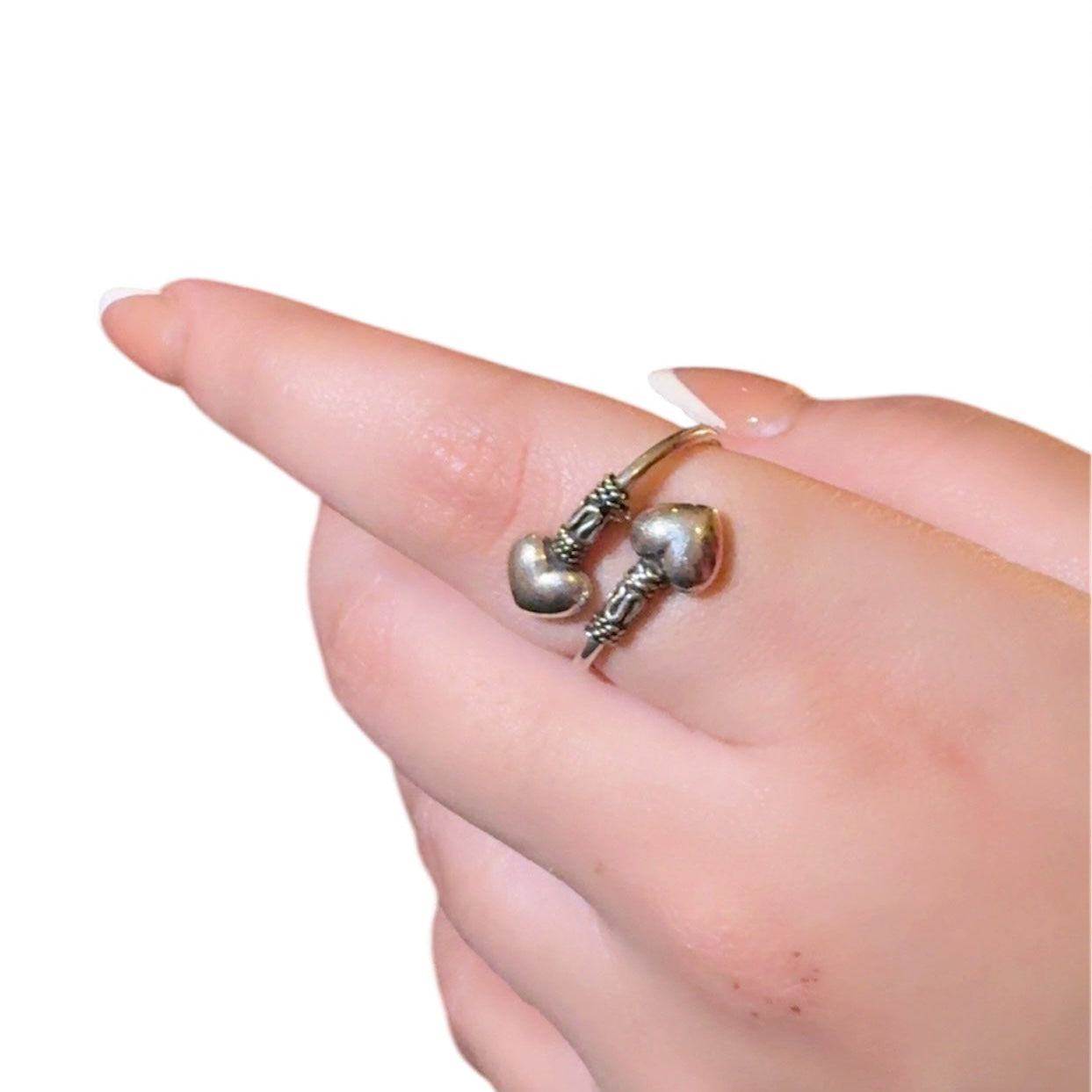Duo Heart Arabian Silver Ring