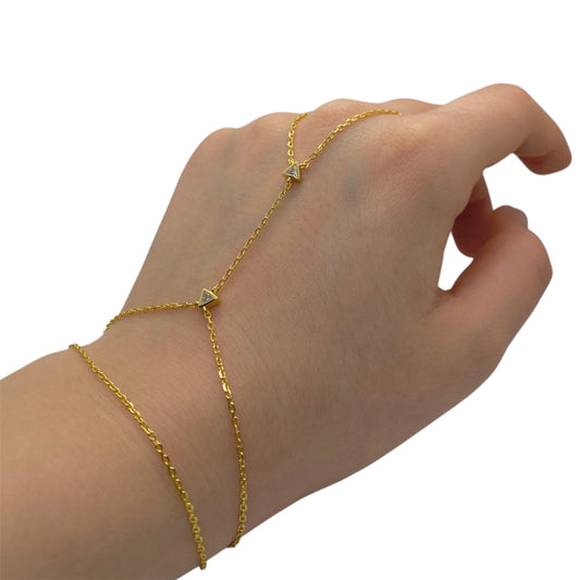 Tri Zircon chain (Gold Plated Sterling Silver Hand Chain)