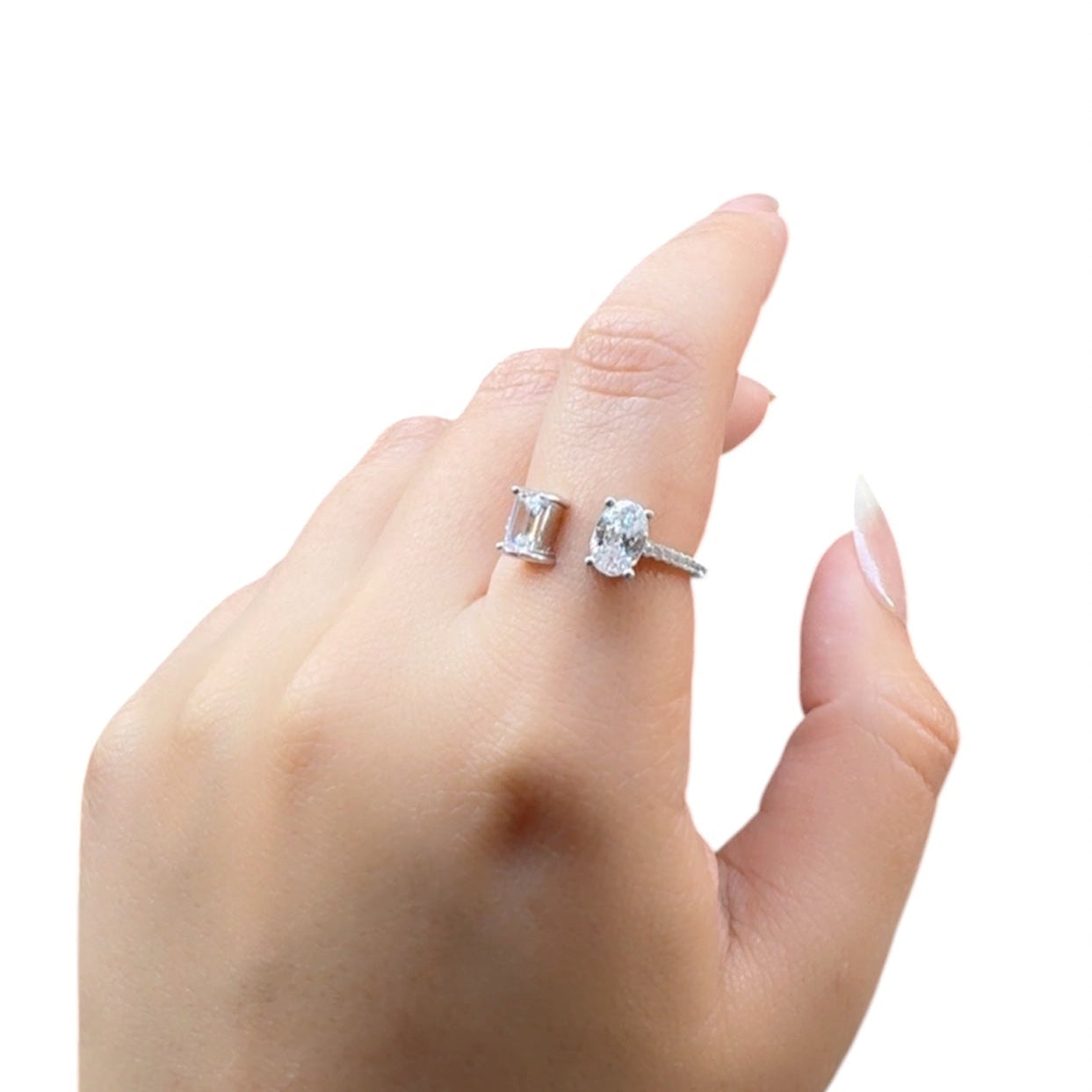 Duo Zircon Silver Ring