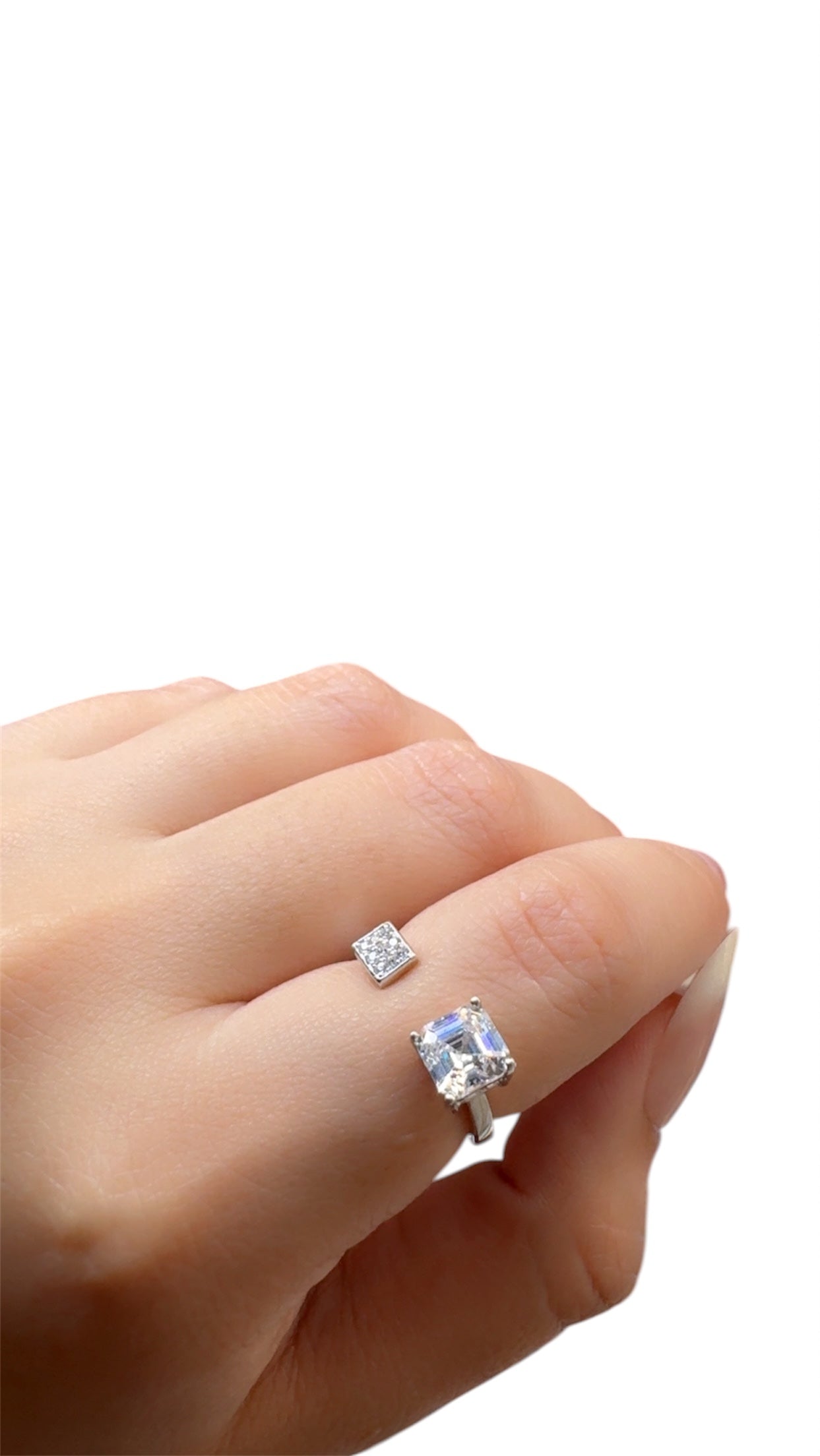 Duo Zircon Silver Ring