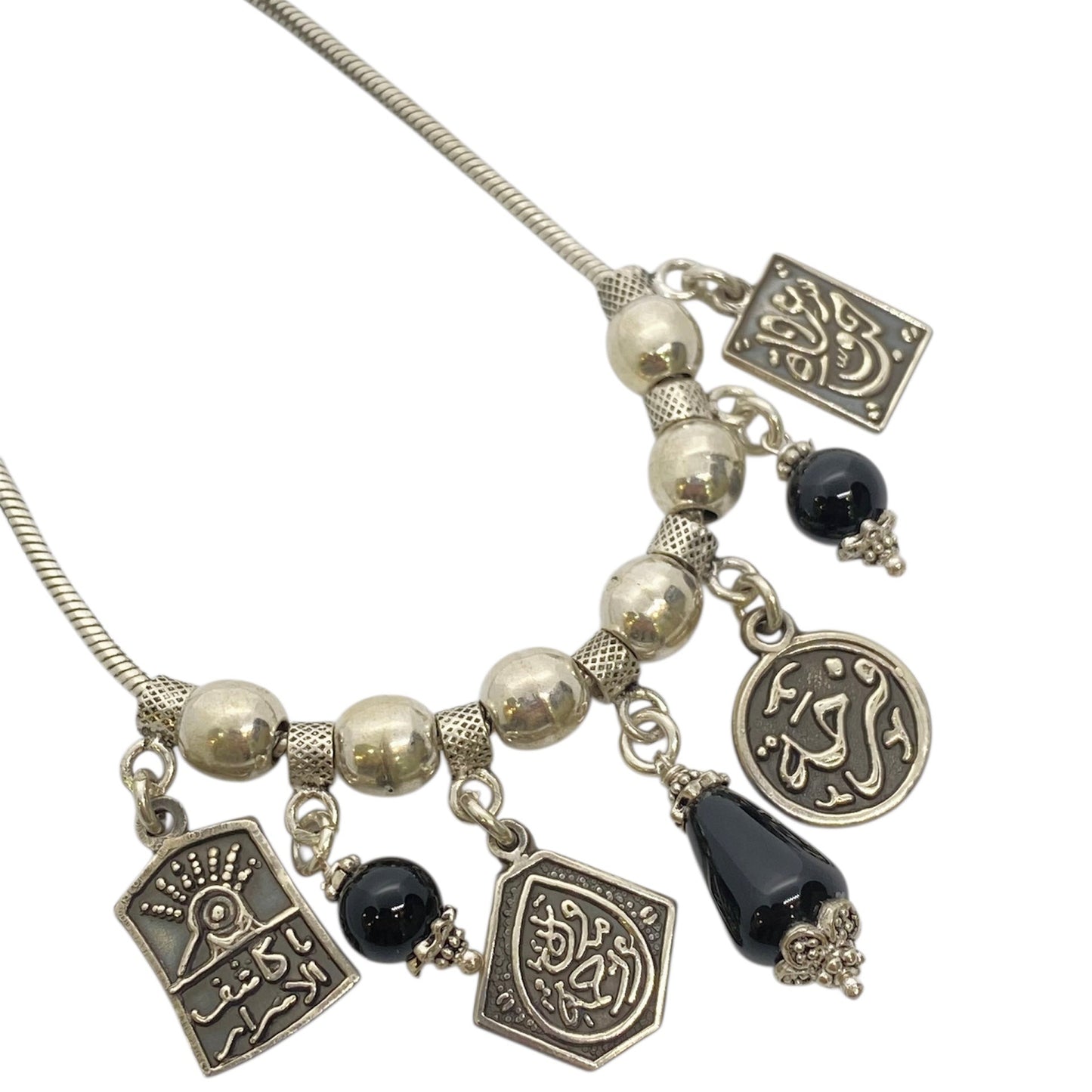 ARABIC ONYX NECKLACE (سعادة و حب ، فرحة ، مودة و رحمة ، يا كاشف الاسرار)