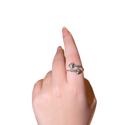 Duo Heart Arabian Silver Ring