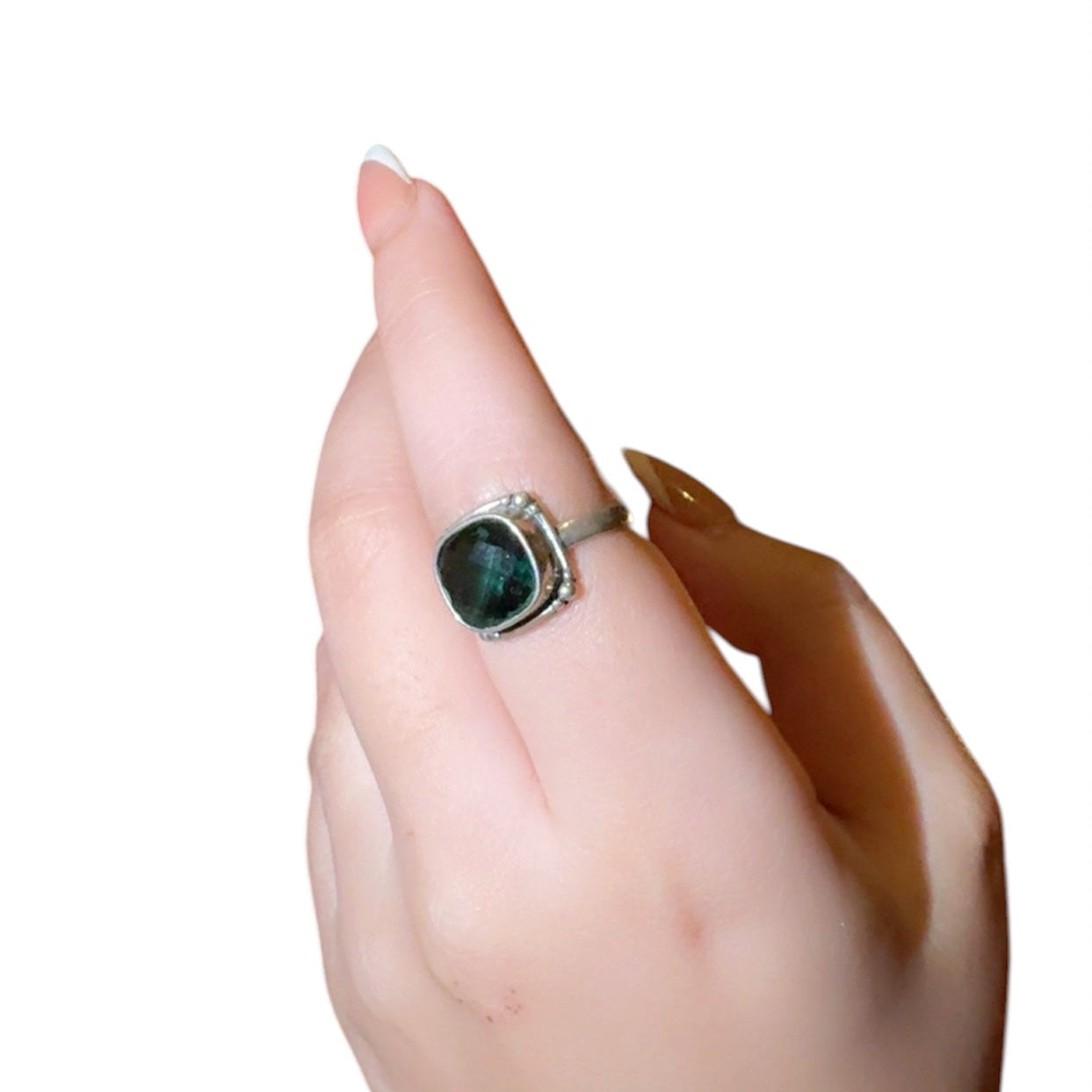 Emerald Stone Silver Ring