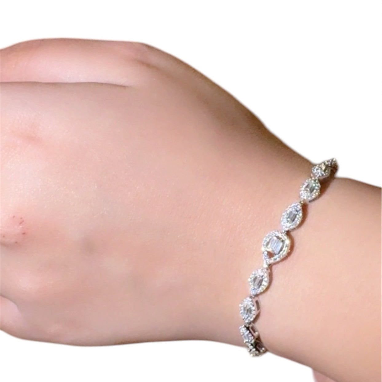 Elegant Zircon Set (Gold Plated sterling Silver Bracelet Chain)