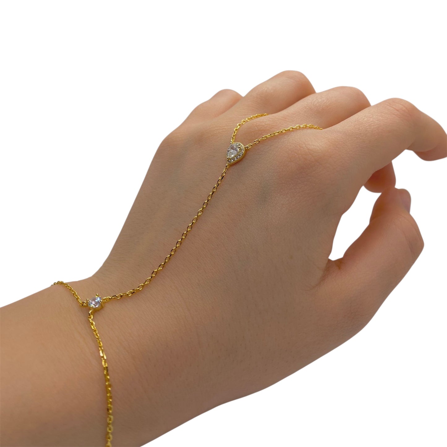 Aura Diamond Zircon (Gold Plated Sterling Silver Hand Chain)
