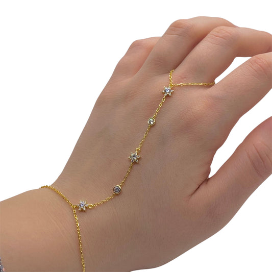 Star Light Zircon (Gold Plated Sterling Silver Hand Chain)
