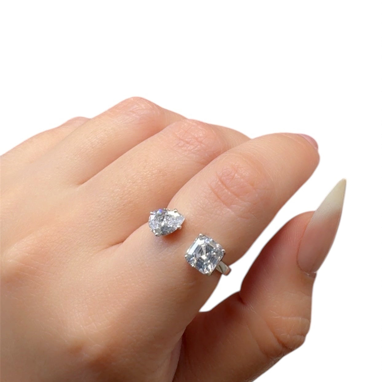 Duo Zircon Silver Ring