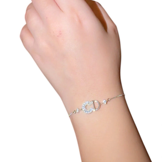 CD zircon Silver Bracelet