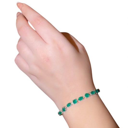 Emerald Silver Bracelet