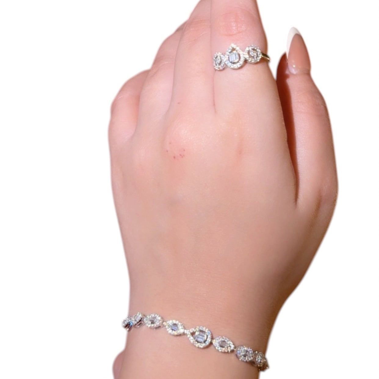 Elegant Zircon Set (Gold Plated sterling Silver Bracelet Chain)
