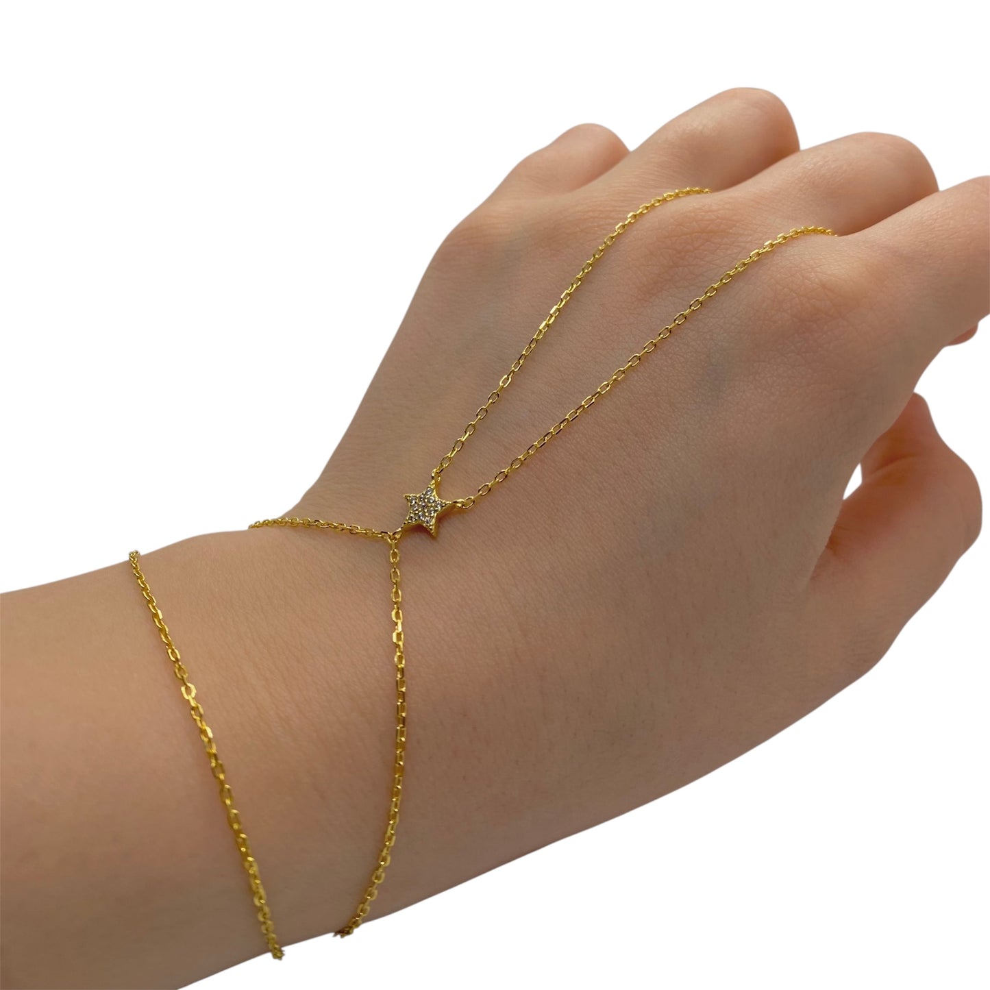 Golden Star Chain (Gold Plated Sterling Silver Hand Chain)