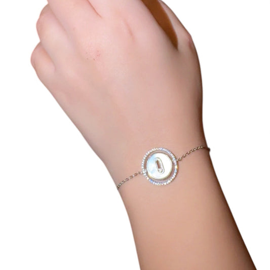 Mother Pearl Zircon Silver Bracelet
