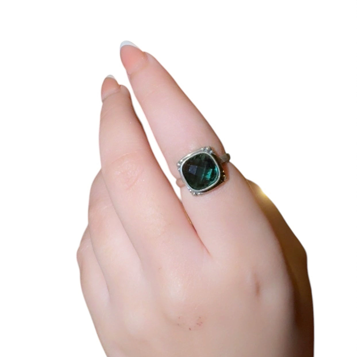 Emerald Stone Silver Ring