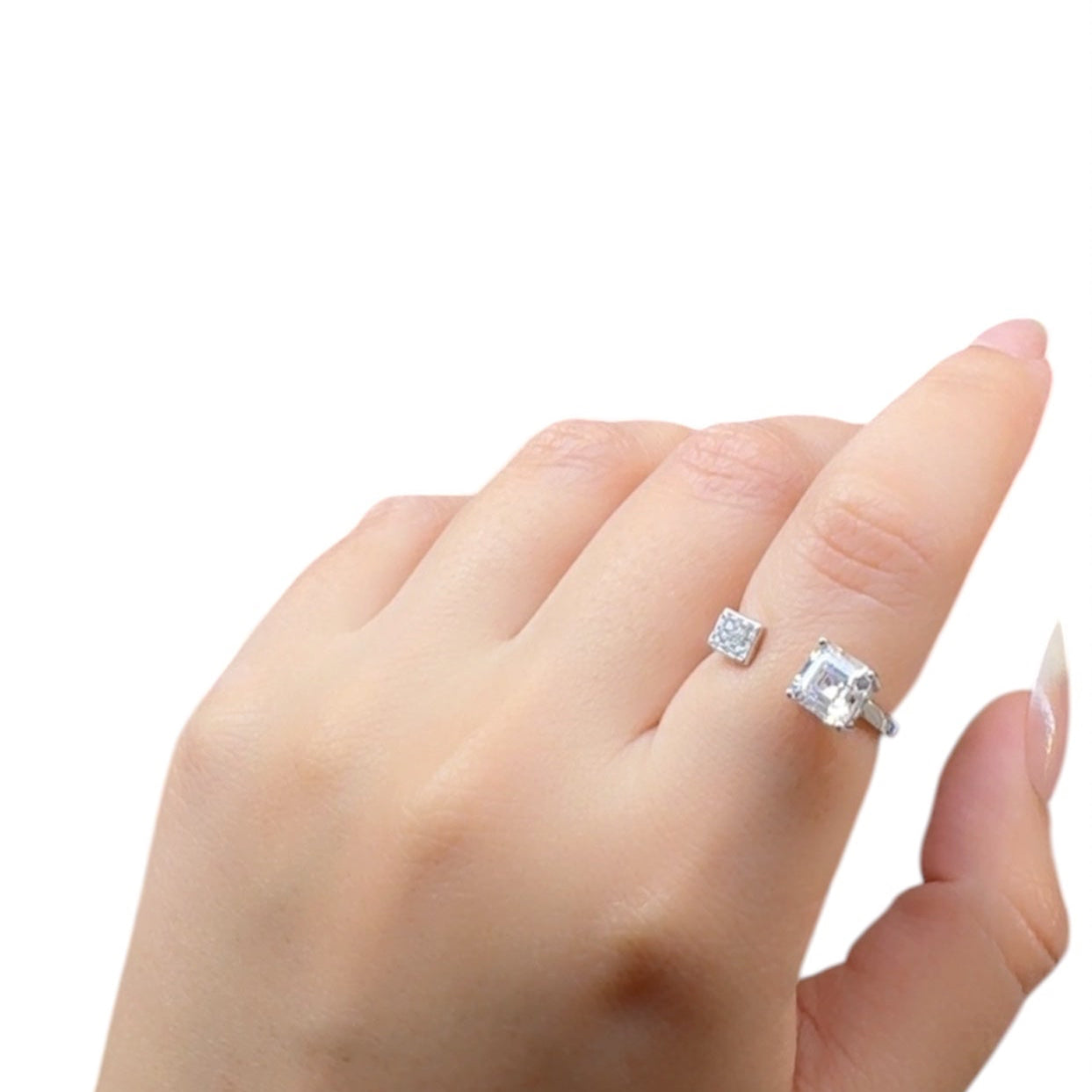 Duo Zircon Silver Ring
