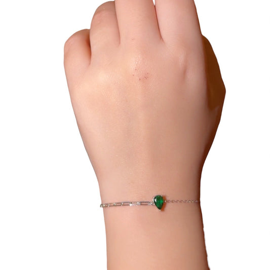 Emerald Simply Silver Bracelet