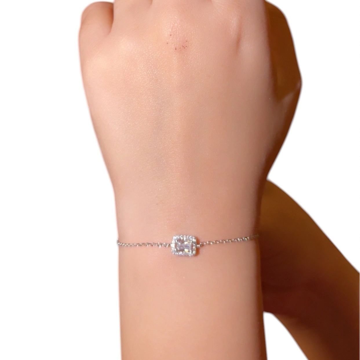 Simply Diamond Zircon Silver Bracelet