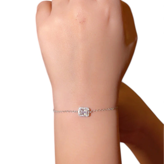 Simply Diamond Zircon Silver Bracelet