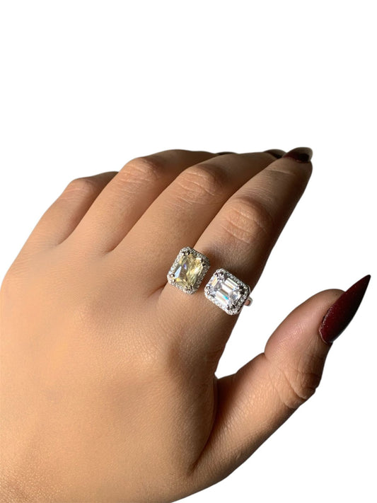 Citrine Duo Zircon Ring