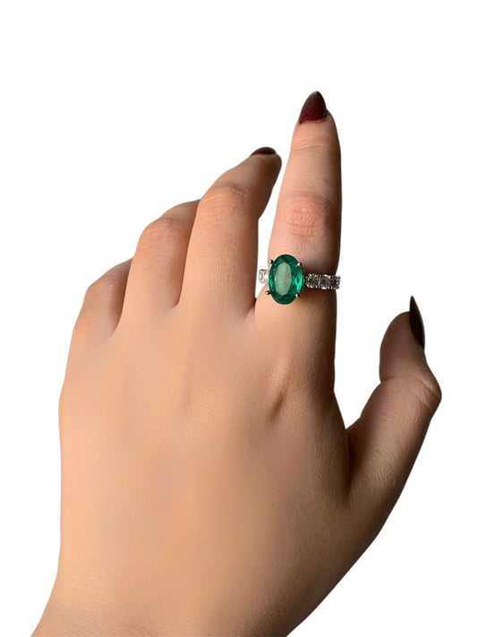Emerald Glow Zircon Ring