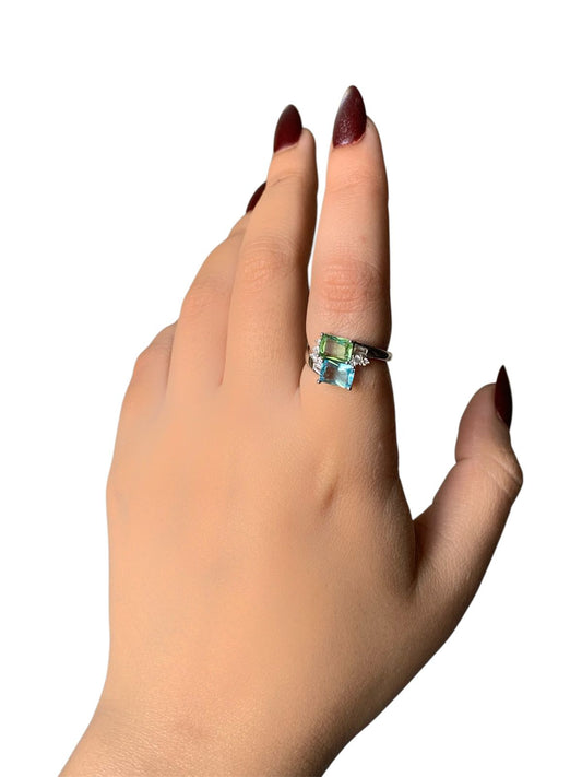 Emerald & Aquamarine Duo Ring