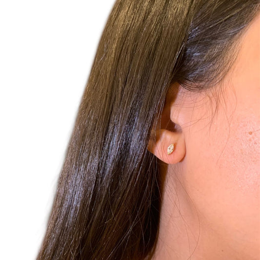 Zircon Stud Earring(Gold Plated Sterling Silver Earring)