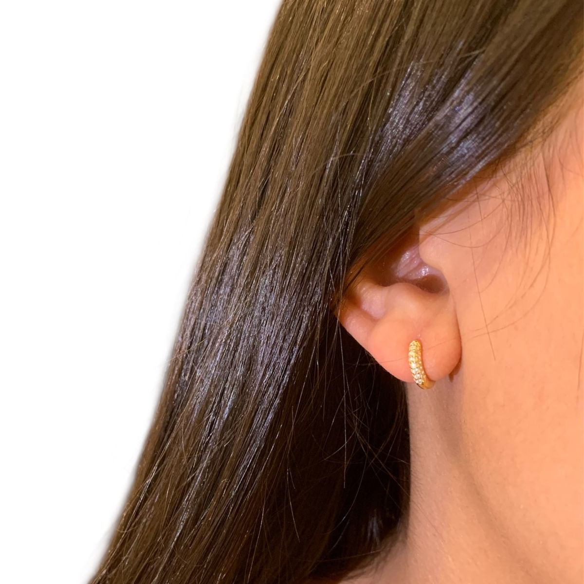 Zircon Hoop Earring (Gold Plated Sterling Silver Earring)