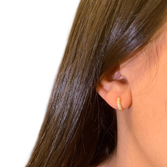 Zircon Hoop Earring (Gold Plated Sterling Silver Earring)