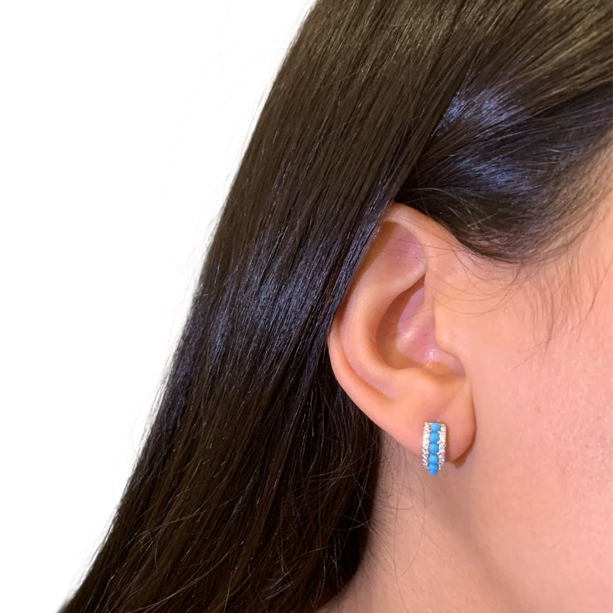 Turquoise Hoop Zircon Earring