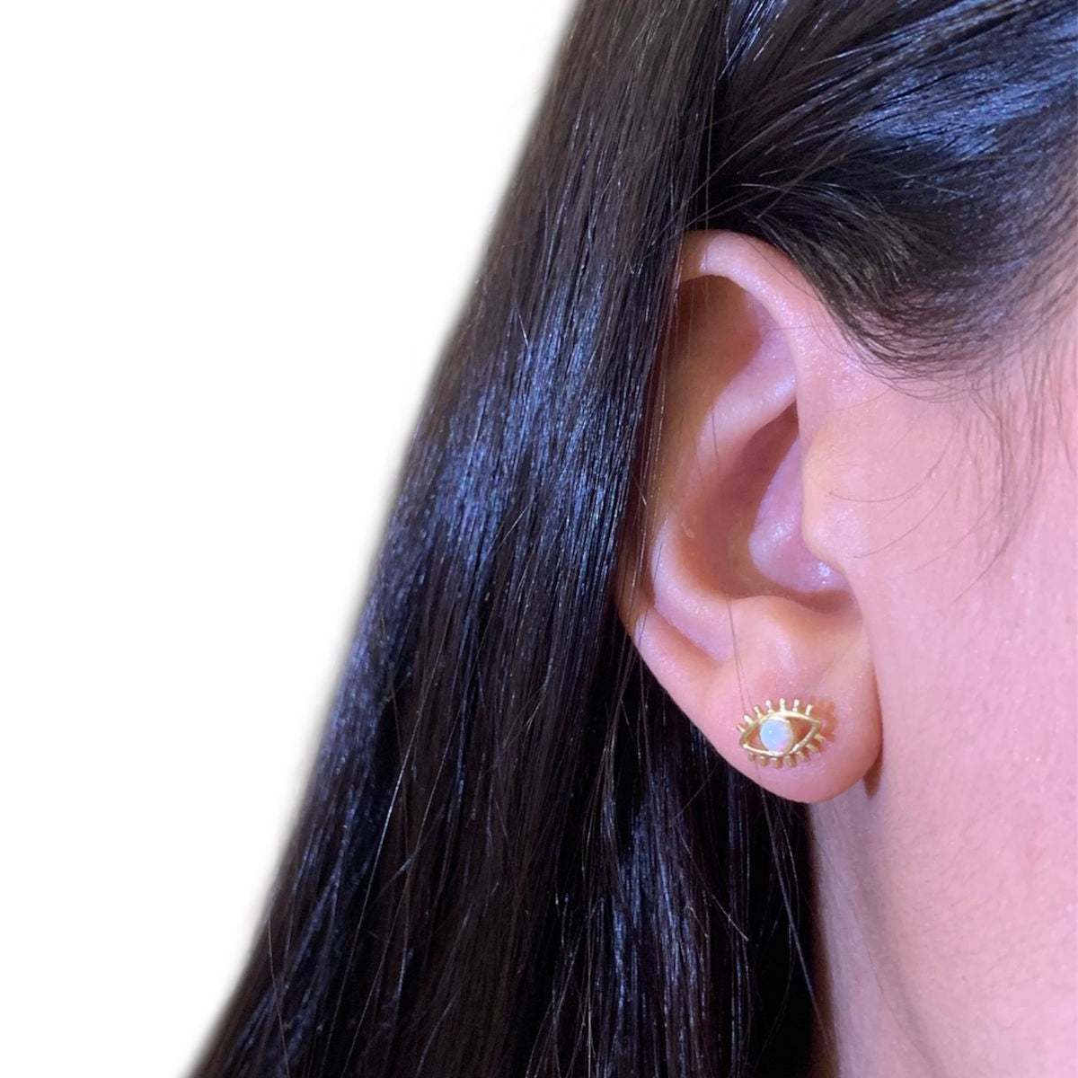 Opal Eye stud Earring (Gold Plated Sterling Silver Earring)
